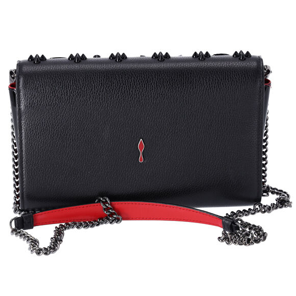 Christian Louboutin Paloma Clutch Crossbody Leather Black on Black Studded - Picture 3 of 8